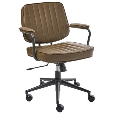 Beliani Desk Chair Berne Faux Leather Brown - image 1