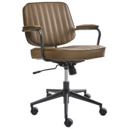 Beliani Desk Chair Berne Faux Leather Brown - thumbnail 4