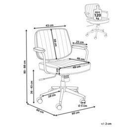 Beliani Desk Chair Berne Faux Leather Brown - thumbnail 3