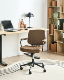 Beliani Desk Chair Berne Faux Leather Brown - thumbnail 2