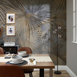 I Love Wallpaper Abstract Palm Mural In Grey And Sand (350Cm X 240Cm) - thumbnail 2