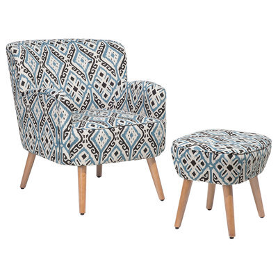 Beliani Armchair Tumba With Footstool Fabric Multicolour - image 1
