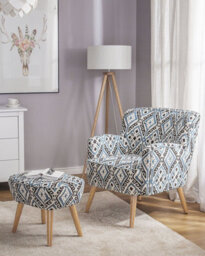Beliani Armchair Tumba With Footstool Fabric Multicolour - thumbnail 2
