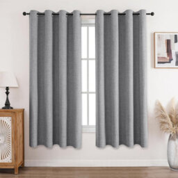 Moonlight Bedding Linen Texture 100%blackout Eyelet Curtain Pair Thermal Insulated For Summer Window Curtains (Charcoal,46''x54'') - thumbnail 1