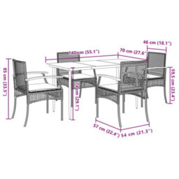 Berkfield 5 Piece Garden Dining Set With Cushions Beige Poly Rattan - thumbnail 7