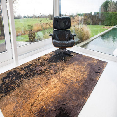 Mad Men Cracks 8618 Deep Mine Brown Abstract Modern Luxurious Anti-Shed Rug For Bedroom Living & Dining Room-80Cm X 150Cm - image 1
