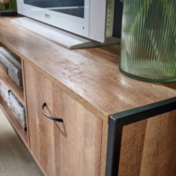 Home Source Oakmere Tv Stand Unit Black And Oak Effect - thumbnail 2