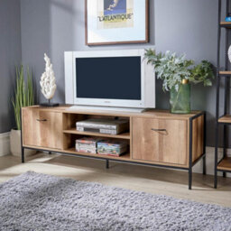 Home Source Oakmere Tv Stand Unit Black And Oak Effect - thumbnail 1
