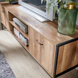 Home Source Oakmere Tv Stand Unit Black And Oak Effect - thumbnail 4
