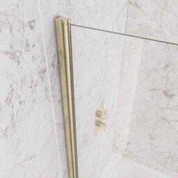 Aquarius Levaqua Straight 6mm Brushed Brass Hinged Bath Screen 1400 X 800mm Aq490112 - thumbnail 2