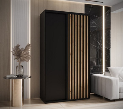 Arte Sleek Sapporo Sliding Door Wardrobe In Black For Modern Storage Needs  (H)2050mm (W)1300mm (D)600mm - image 1