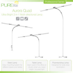 Purelite Aurora Quad 3-In-1 Led Floor Table And Clamp Lamp 4 Heads 1600 Lumens - thumbnail 3