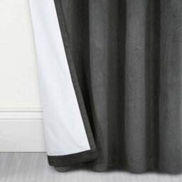 "Homescapes Thermal 100% Blackout Grey Velvet Curtains, 117 X 183 Cm (46"" X 72"")" - thumbnail 3