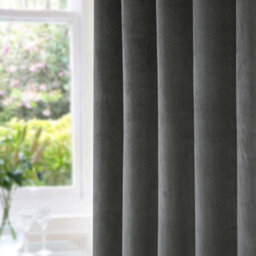 "Homescapes Thermal 100% Blackout Grey Velvet Curtains, 117 X 183 Cm (46"" X 72"")" - thumbnail 2