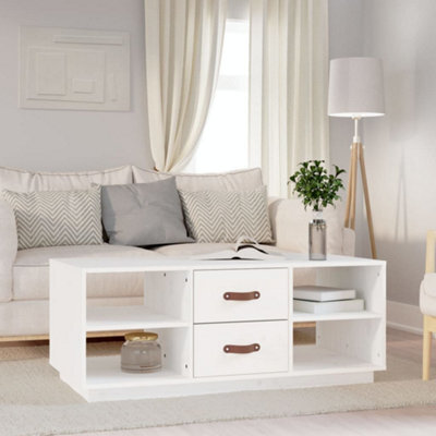 Walplus Coffee Table White 100X50X41 Cm Solid Wood Pine - image 1