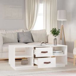 Walplus Coffee Table White 100X50X41 Cm Solid Wood Pine - thumbnail 3