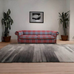 Chesterfield 1930's 4 Seater Balmoral Ruby Red Check P&s Fabric Sofa In Classic Style - thumbnail 4