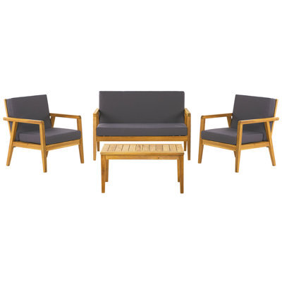 Beliani Garden Lounge Set With Table 4 Seater Pallano Acacia Wood Dark Grey - image 1