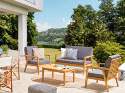 Beliani Garden Lounge Set With Table 4 Seater Pallano Acacia Wood Dark Grey - thumbnail 2
