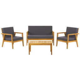 Beliani Garden Lounge Set With Table 4 Seater Pallano Acacia Wood Dark Grey - thumbnail 1