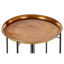 Orsina Contemporary Large Brass And Black Finish Side Table, Round Top Small Lounge Table, Sleek Bed Side Table - thumbnail 3