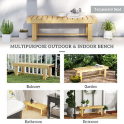 Outsunny 1.1M Outdoor Garden Bench Patio Loveseat Fir Wood 2 Person - thumbnail 7
