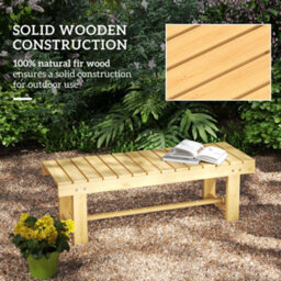 Outsunny 1.1M Outdoor Garden Bench Patio Loveseat Fir Wood 2 Person - thumbnail 5