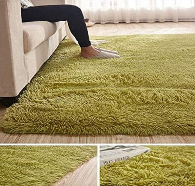 Abaseen 600X1100 mm Green Comfort Soft Fluffy Shaggy Bedroom Rugs For Living Room Carpet And Décor Home Anti Slip Area Rugs - image 1