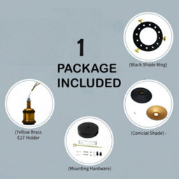 Flush Mount Lighting Metal E27 Ceiling Light Fixtures For Bedroom Livingroom Kitchen 22Cm Cone Shade Black Inner Gold Lamp - thumbnail 6