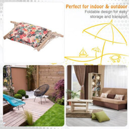 Outsunny Hammock Hanging Rope Chair Swing W/cushion 100Kg Multicolour Flower - thumbnail 6
