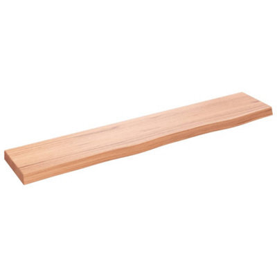 Berkfield Wall Shelf Light Brown 100X20X4 Cm Treated Solid Wood Oak - image 1