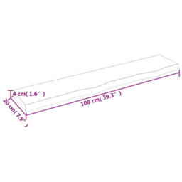Berkfield Wall Shelf Light Brown 100X20X4 Cm Treated Solid Wood Oak - thumbnail 4