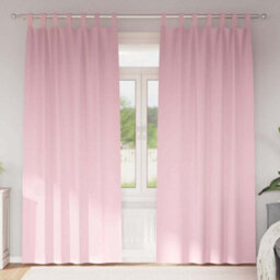 Berkfield Modern Curtains With Curtains 2 Pcs Baby Pink 260 X 140 Cm Polyester - thumbnail 2