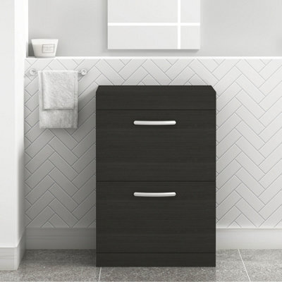 Royal Bathrooms Turin 600mm Hale Black Floor Standing Worktop Vanity Unit - 2 Drawer - image 1
