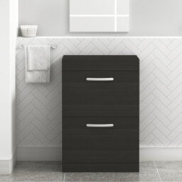 Royal Bathrooms Turin 600mm Hale Black Floor Standing Worktop Vanity Unit - 2 Drawer - thumbnail 1