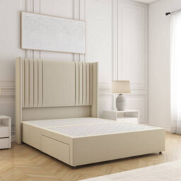 Bsspoke Cheshire Divan Bed Set Cream Plush Velvet With 54Inch Headboard No Mattress No Drawers In Double King 4Ft 6Ft - thumbnail 1