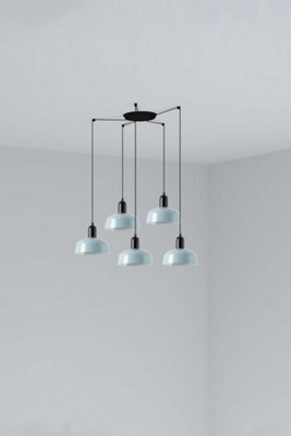 Luminosa Lighting Luminosa Tatawin Small Cluster Pendant Ceiling Light Black, Bluish Grey 5X E27
