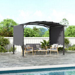 Breeins Retractable Arc-Shaped Mteal Steel Framed Garden Pergola Dark Grey - thumbnail 2