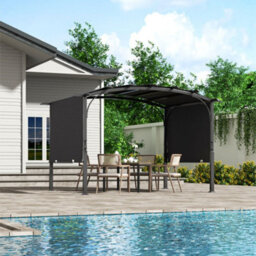 Breeins Retractable Arc-Shaped Mteal Steel Framed Garden Pergola Dark Grey - thumbnail 1