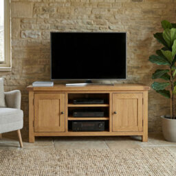 The Furniture Market Rustic Oak Widescreen Tv Unit Cabinet Up To 60 Tv Size - thumbnail 2