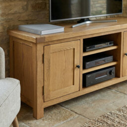 The Furniture Market Rustic Oak Widescreen Tv Unit Cabinet Up To 60 Tv Size - thumbnail 3