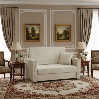 Viva Bis Ii Premium Upholstered Sofa Bed In Living Room Chipboard Frame Foam Wave Spring 133X85X98Cm Cream - image 1