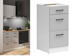Impact Furniture 400mm Kitchen Drawer Base Unit Cabinet 40Cm Cupboard Light Grey Gloss Junona - thumbnail 1