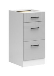 Impact Furniture 400mm Kitchen Drawer Base Unit Cabinet 40Cm Cupboard Light Grey Gloss Junona - thumbnail 3