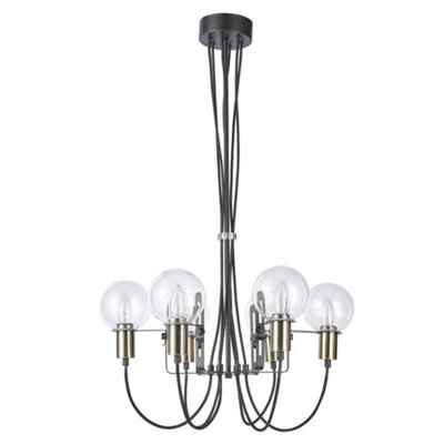 Luminosa Lighting Luminosa Modern Hanging Pendant Antique Bronze, Black 6 Light  With Glass Shade, E14