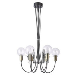 Luminosa Lighting Luminosa Modern Hanging Pendant Antique Bronze, Black 6 Light With Glass Shade, E14
