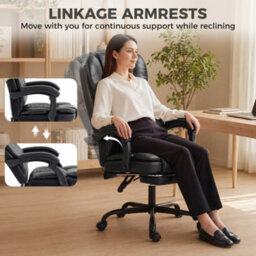 Homcom Home Office Chair Reclining Function High Back, Black - thumbnail 7