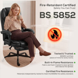 Homcom Home Office Chair Reclining Function High Back, Black - thumbnail 9