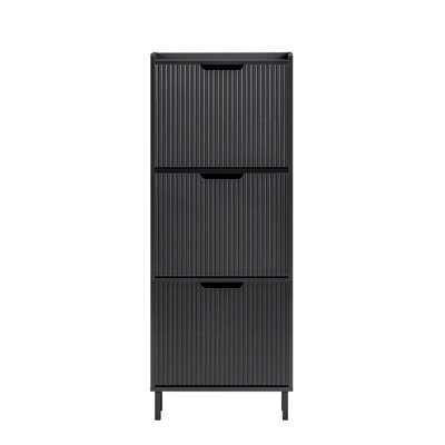 Sobuy Fsr177-H-Sch, Narrow Shoe Rack With 3 Flip Drawers Slim Wooden Shoe Storage Cupboard,black,w50.5Xd19Xh129.5 - image 1
