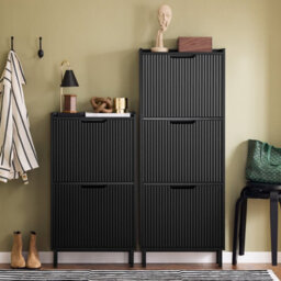 Sobuy Fsr177-H-Sch, Narrow Shoe Rack With 3 Flip Drawers Slim Wooden Shoe Storage Cupboard,black,w50.5Xd19Xh129.5 - thumbnail 9